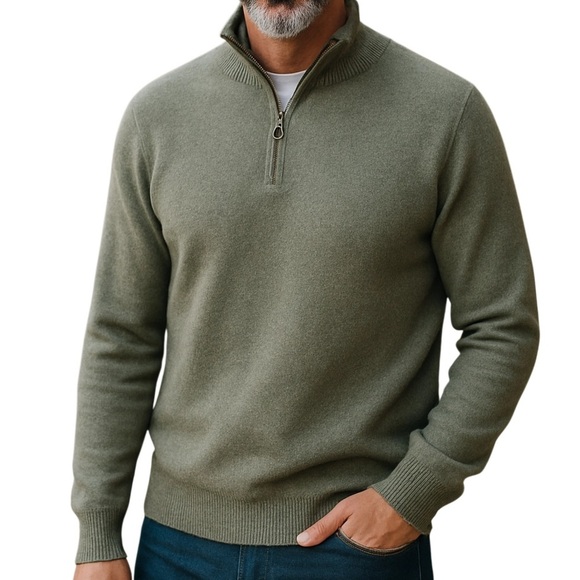 Magaschoni Other - Magaschoni Men's Olive Green Half-Zip Cashmere Sweater